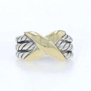 David Yurman X Cable Triple Row Band Sterling 925 Yellow Gold 14k Statement Ring